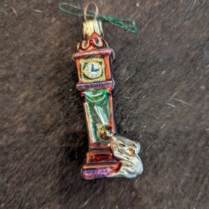 Elegant Clock Tower Ornament with Silver Accents